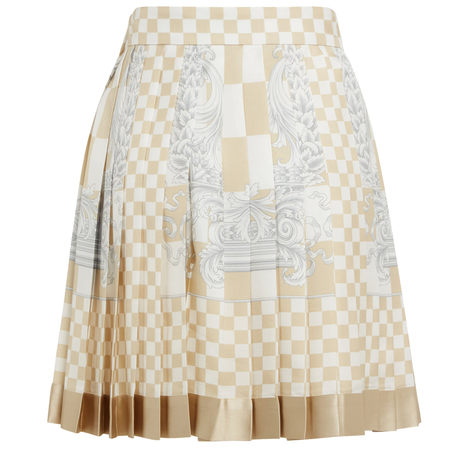 ''Barocco'' mini skirt in multicolor silk