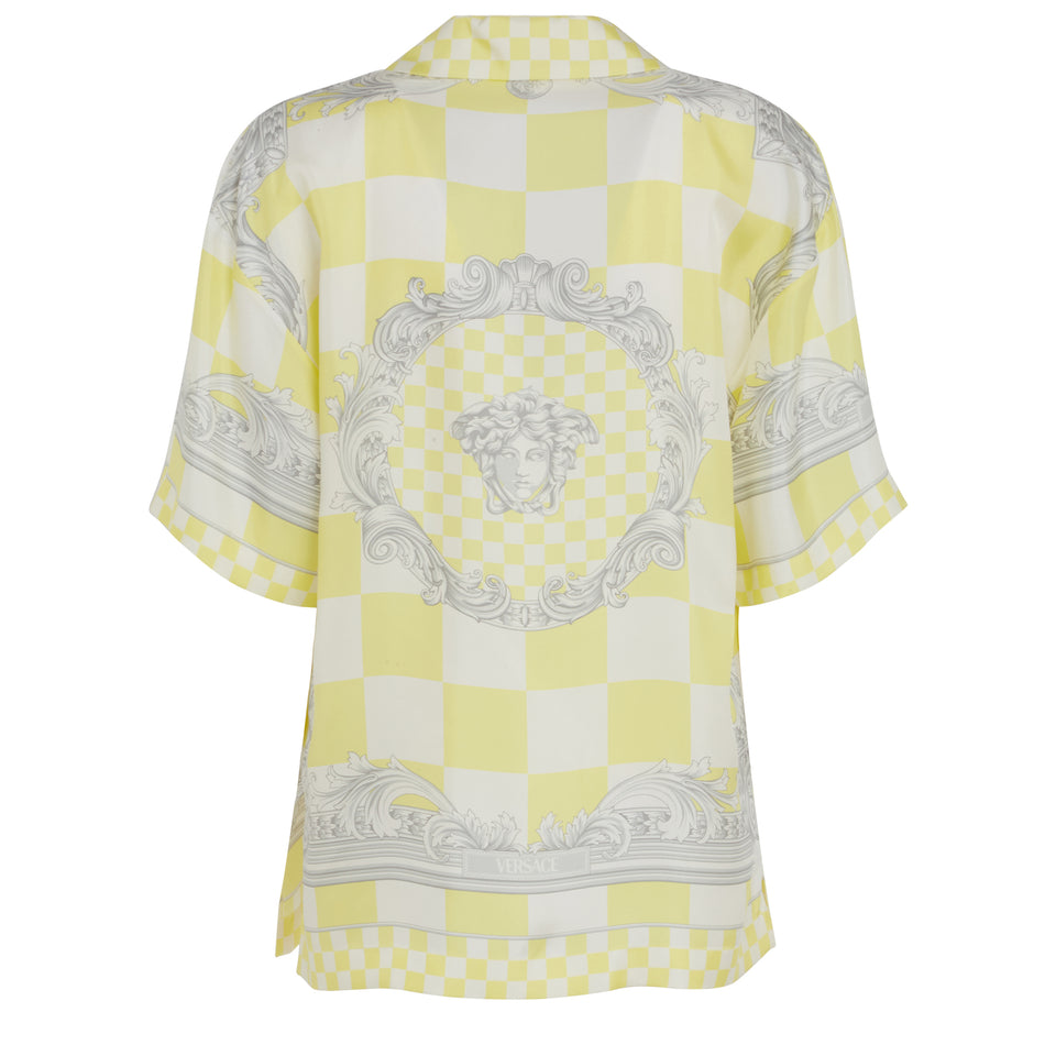 ''Medusa Contrasto'' shirt in yellow silk