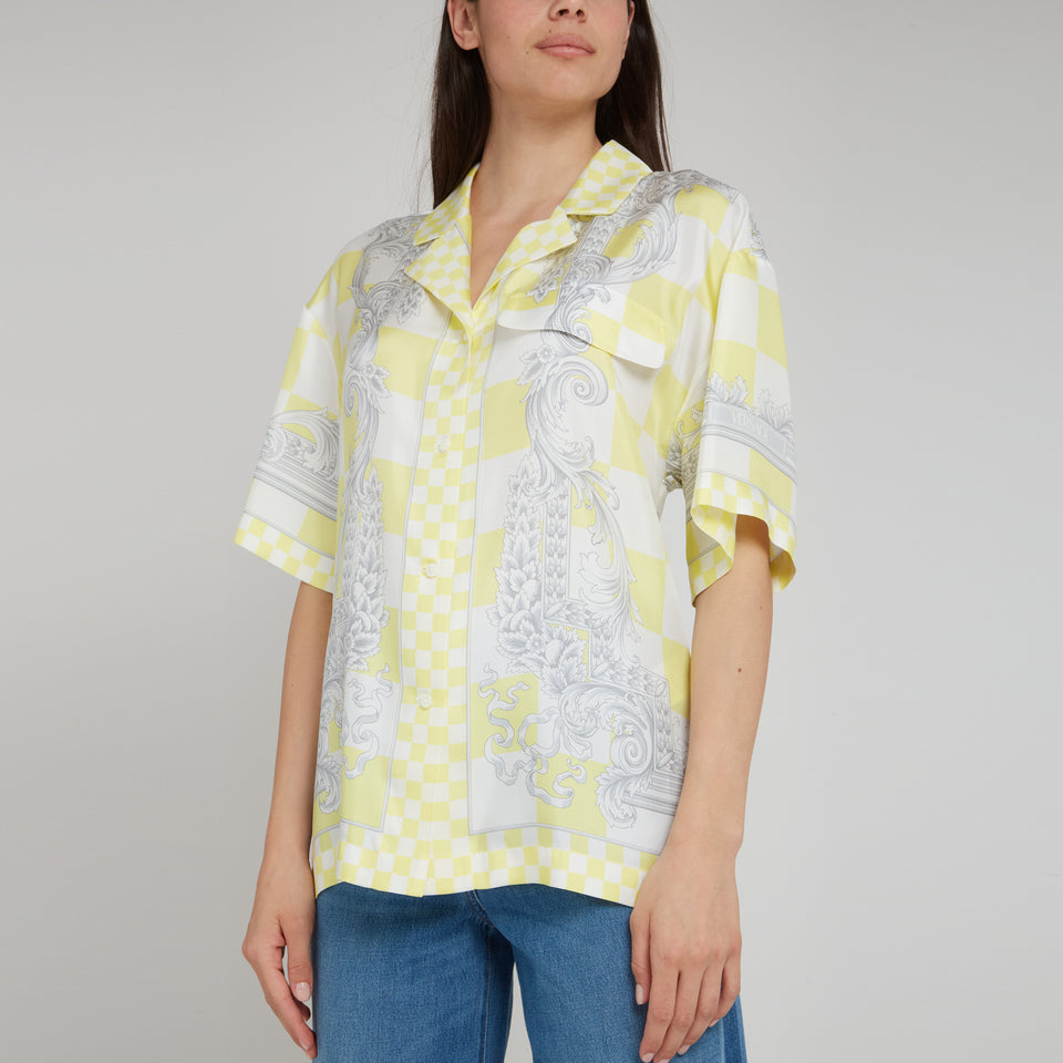 ''Medusa Contrasto'' shirt in yellow silk