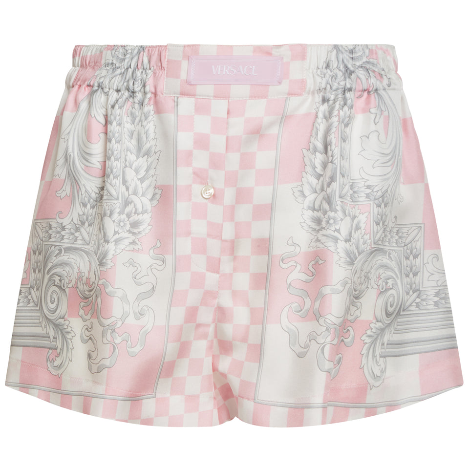 Shorts ''Barocco'' in seta rosa