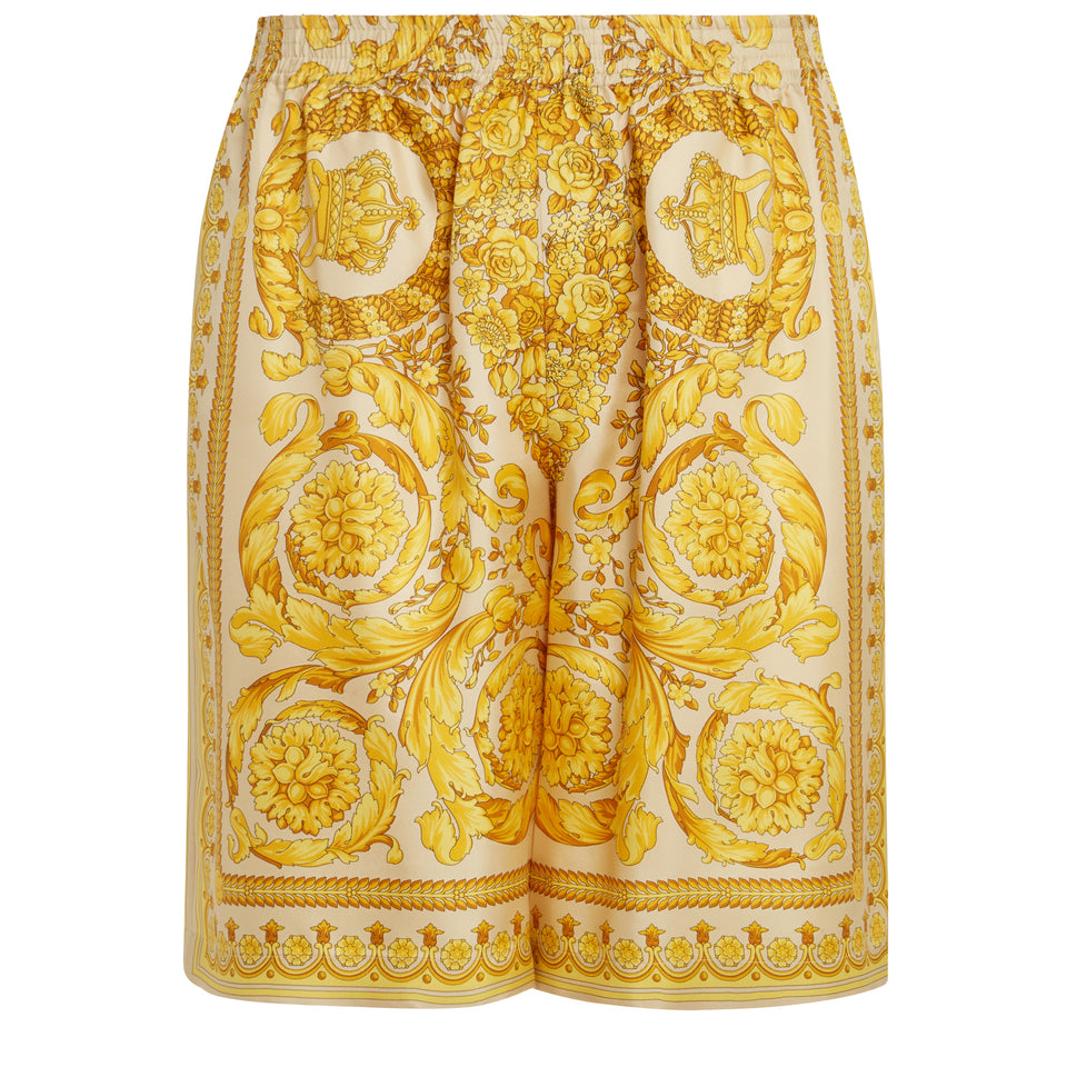 Shorts ''Barocco'' in tessuto oro