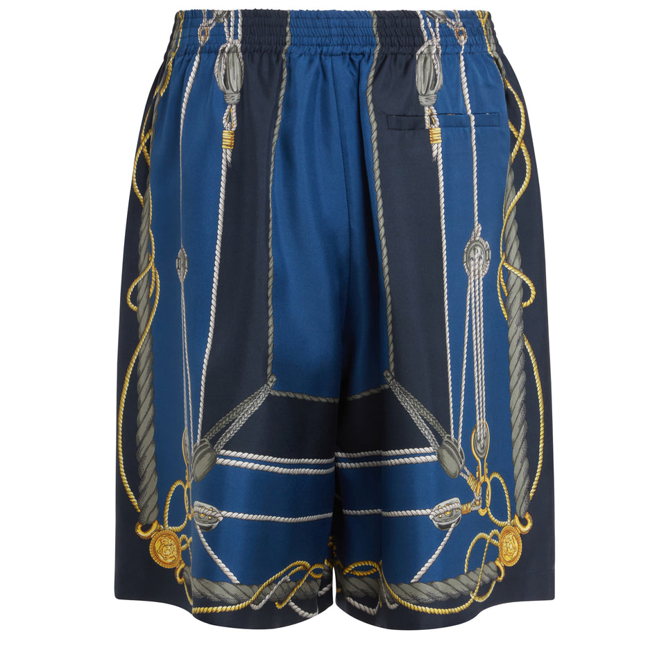 Shorts in seta blu