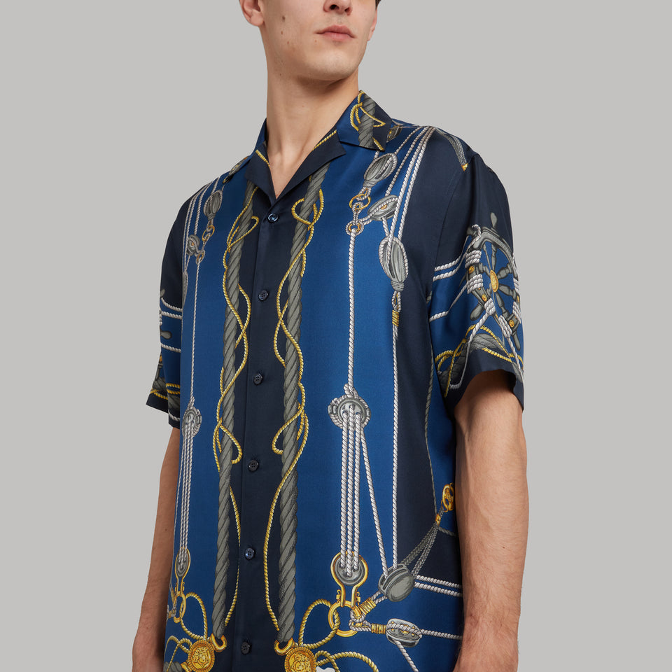 ''Nautical'' shirt in blue silk