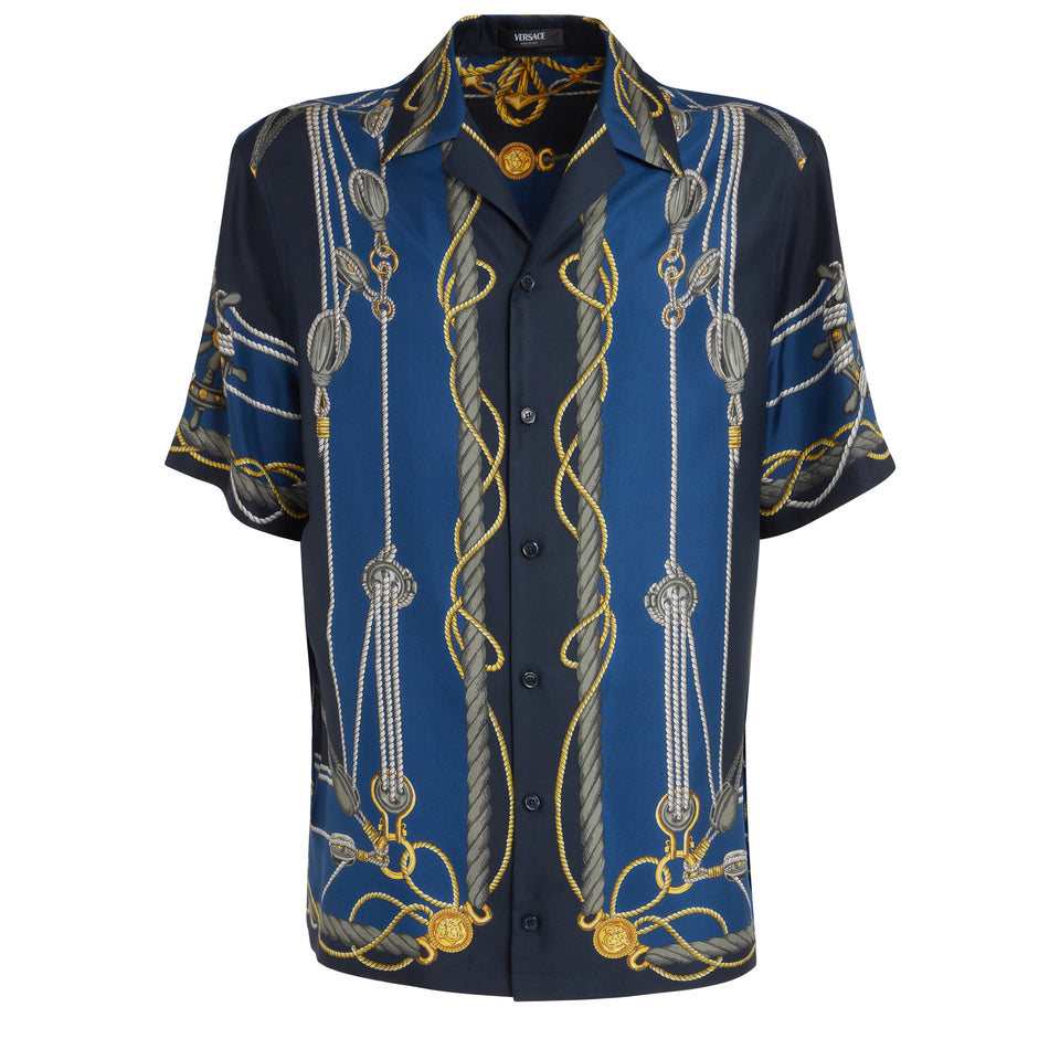 Camicia ''Nautical'' in seta blu
