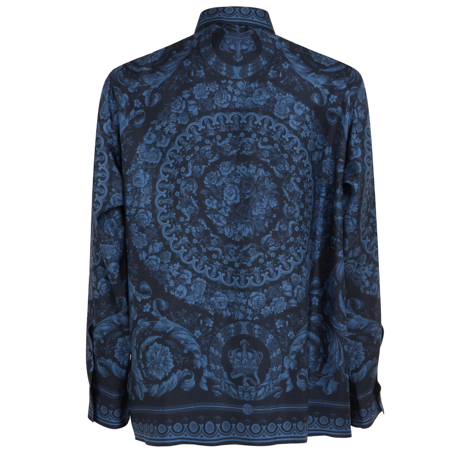 ''Barocco'' shirt in blue silk