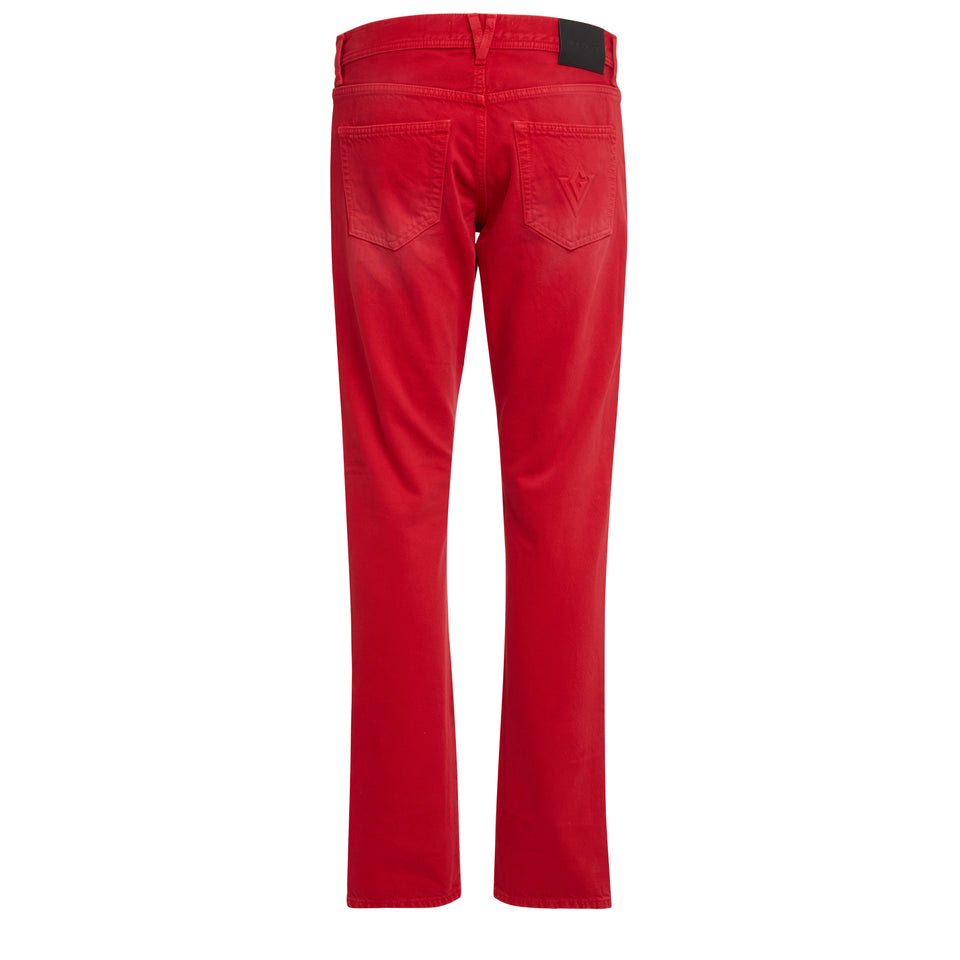 Red denim jeans