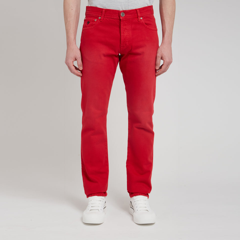 Red denim jeans