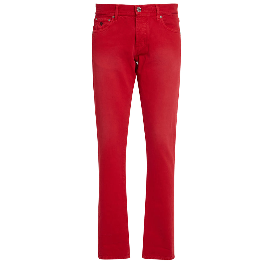 Jeans in denim rosso