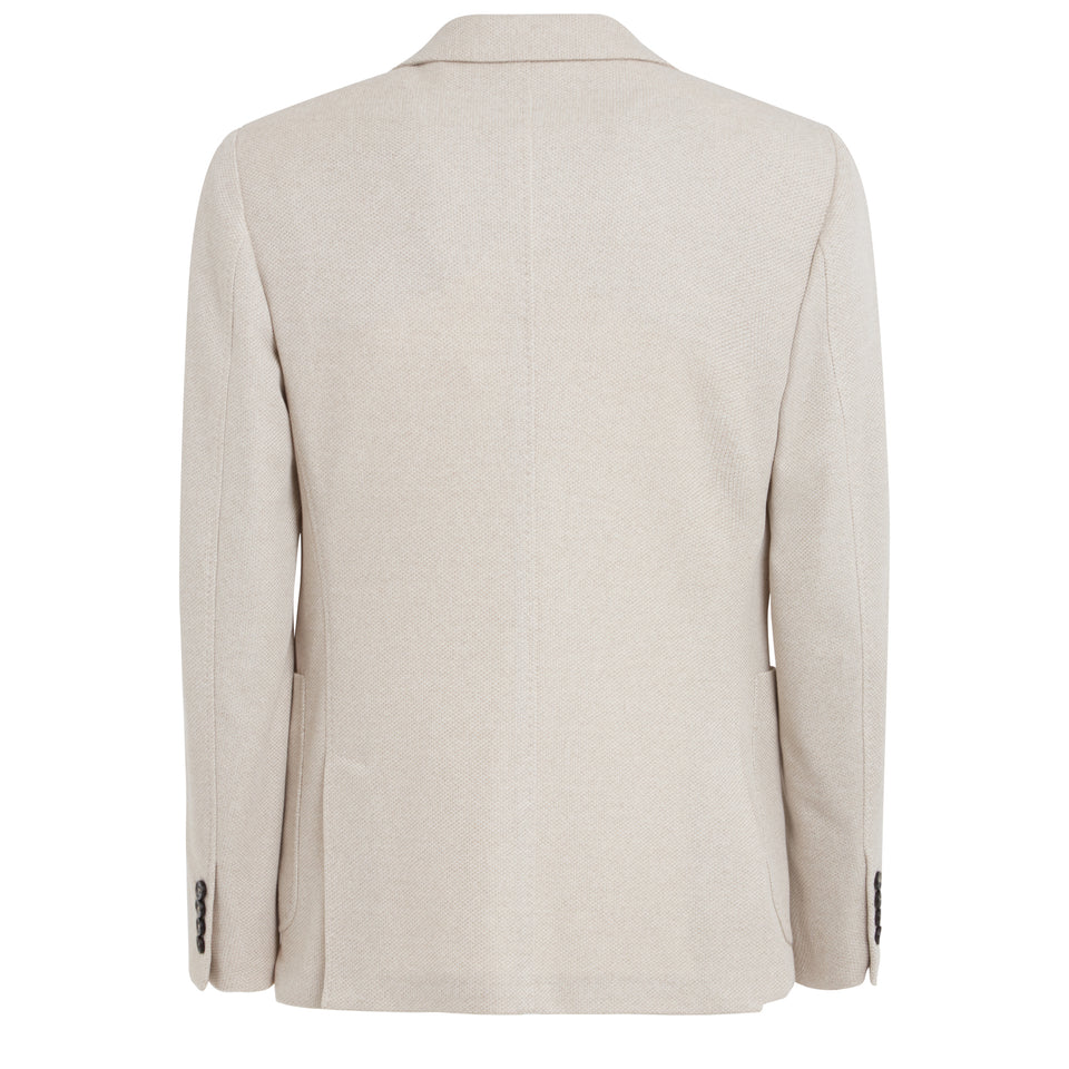 Blazer mono petto in cotone beige