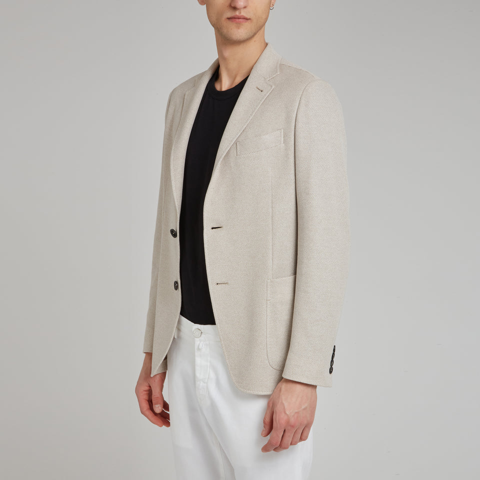 Blazer mono petto in cotone beige