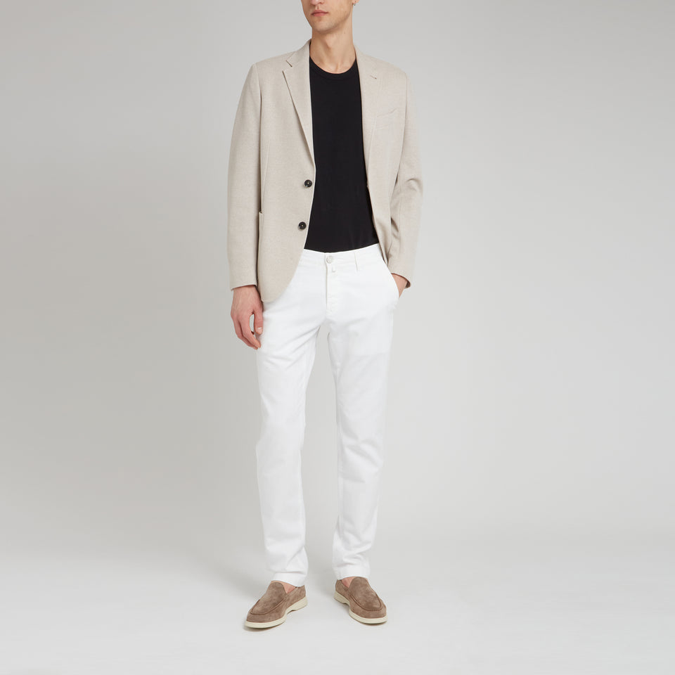 Blazer mono petto in cotone beige