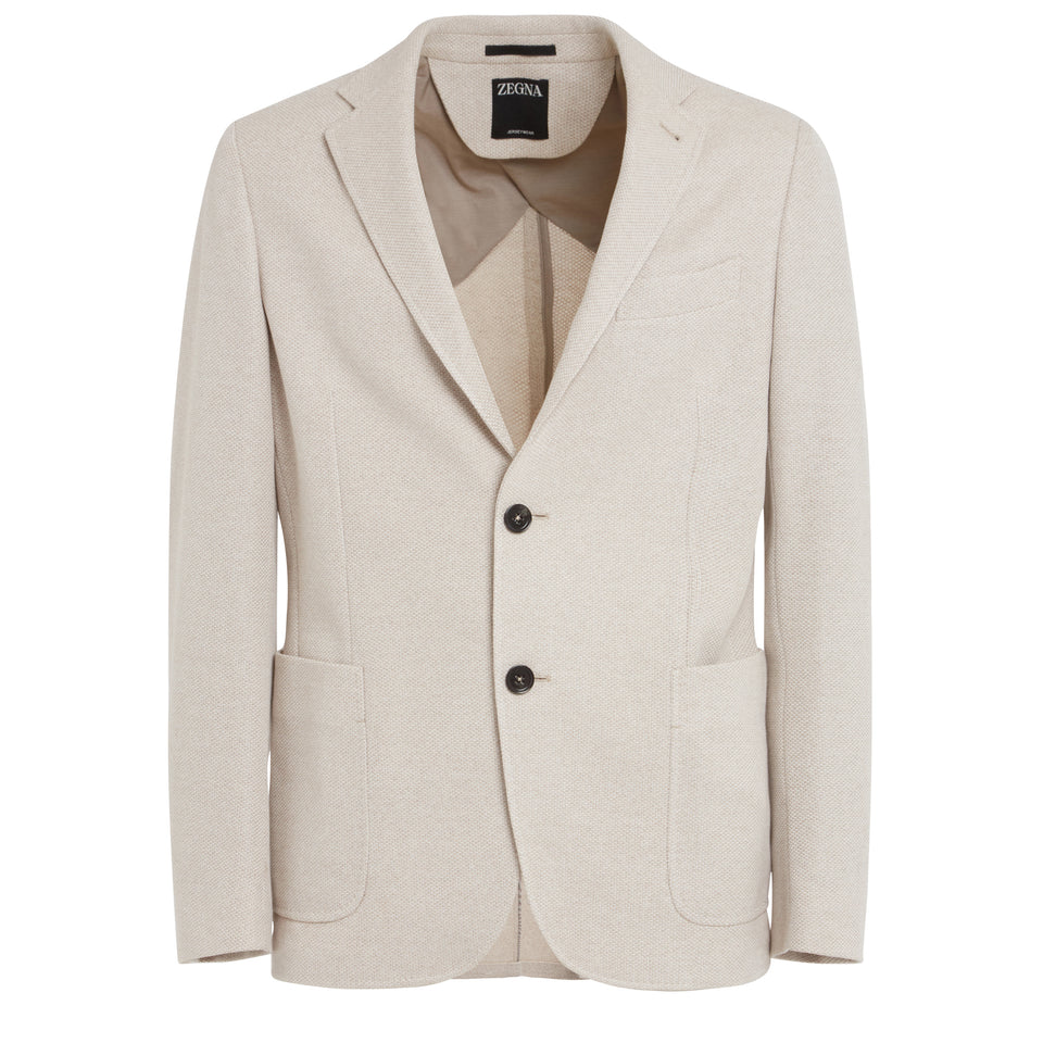 Blazer mono petto in cotone beige