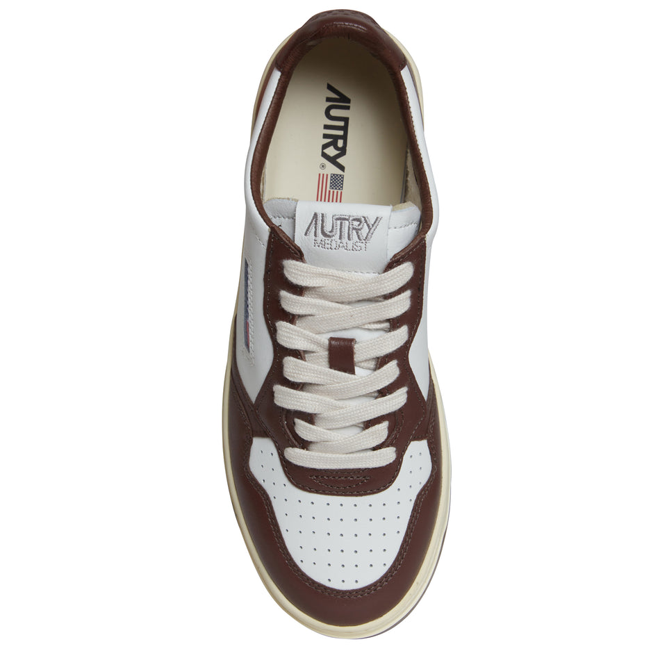 ''Medalist Low'' sneakers in white and brown leather