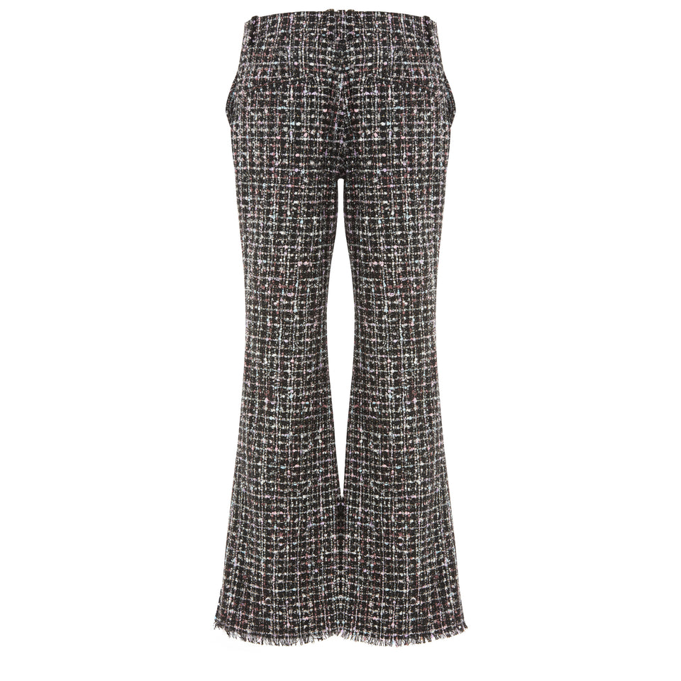 Multi-color tweed flared trousers