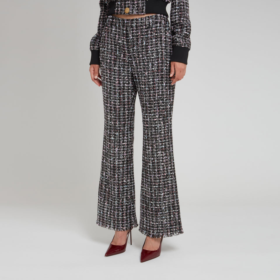 Pantalone svasato in tweed multicolor