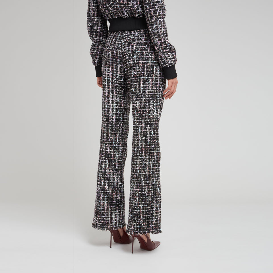 Multi-color tweed flared trousers