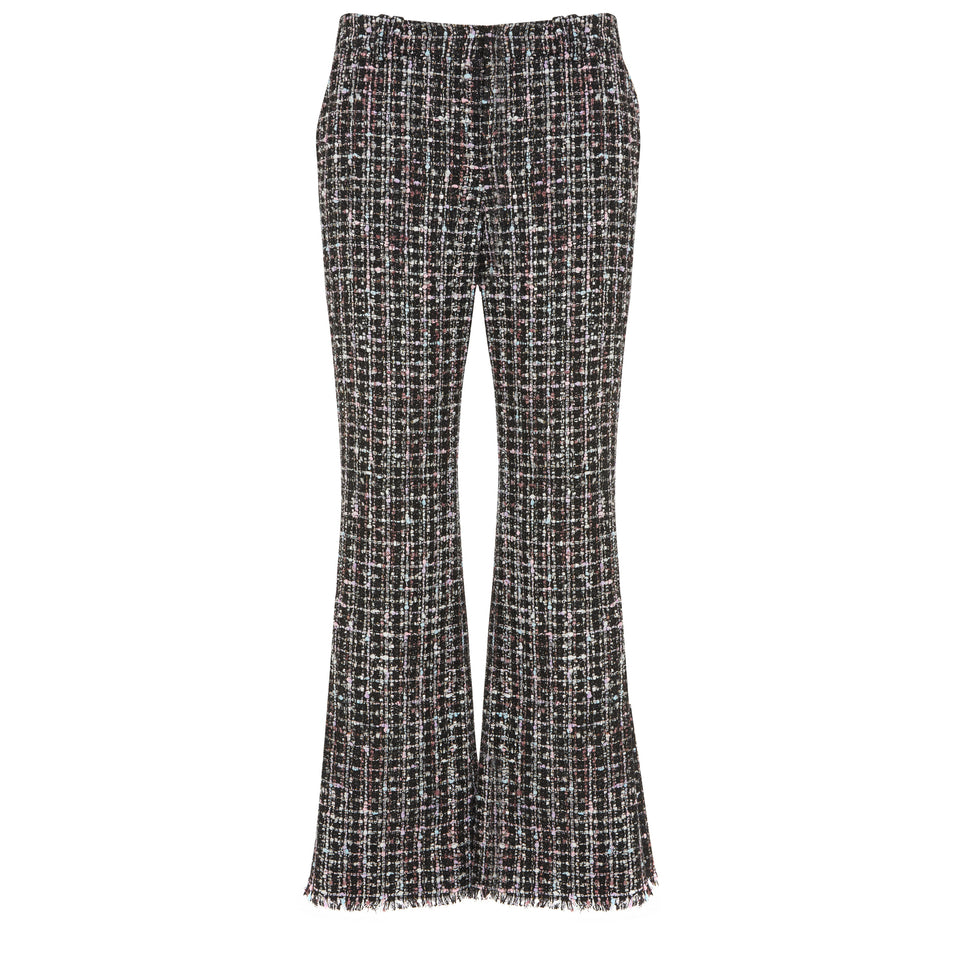 Pantalone svasato in tweed multicolor