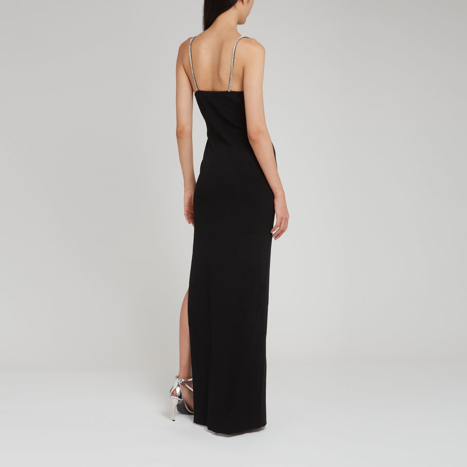 Long dress in black fabric