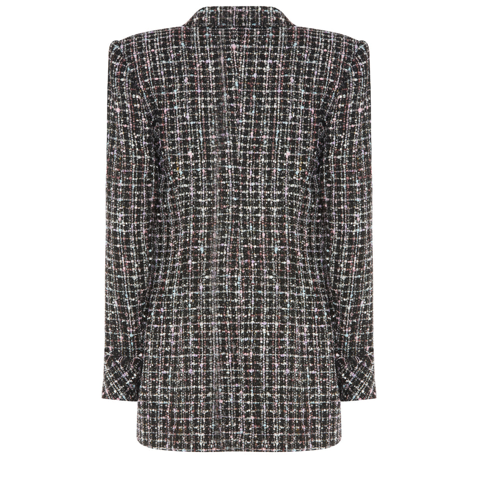 Blazer mono petto in tweed multicolor