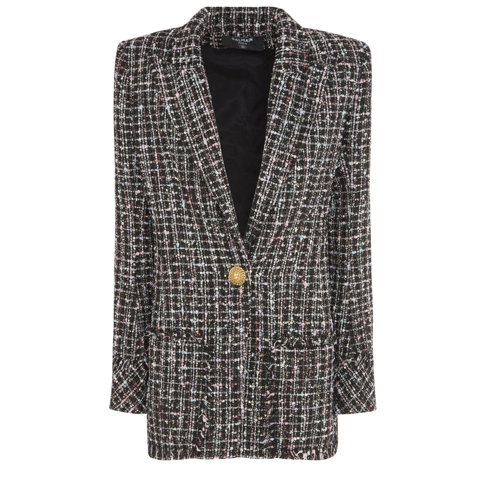 Multi-Color Tweed Single Breasted Blazer