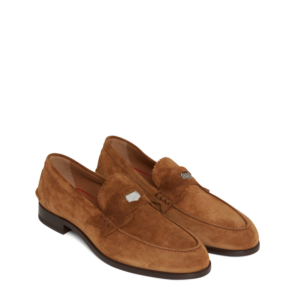 Brown suede ''Penny'' loafers