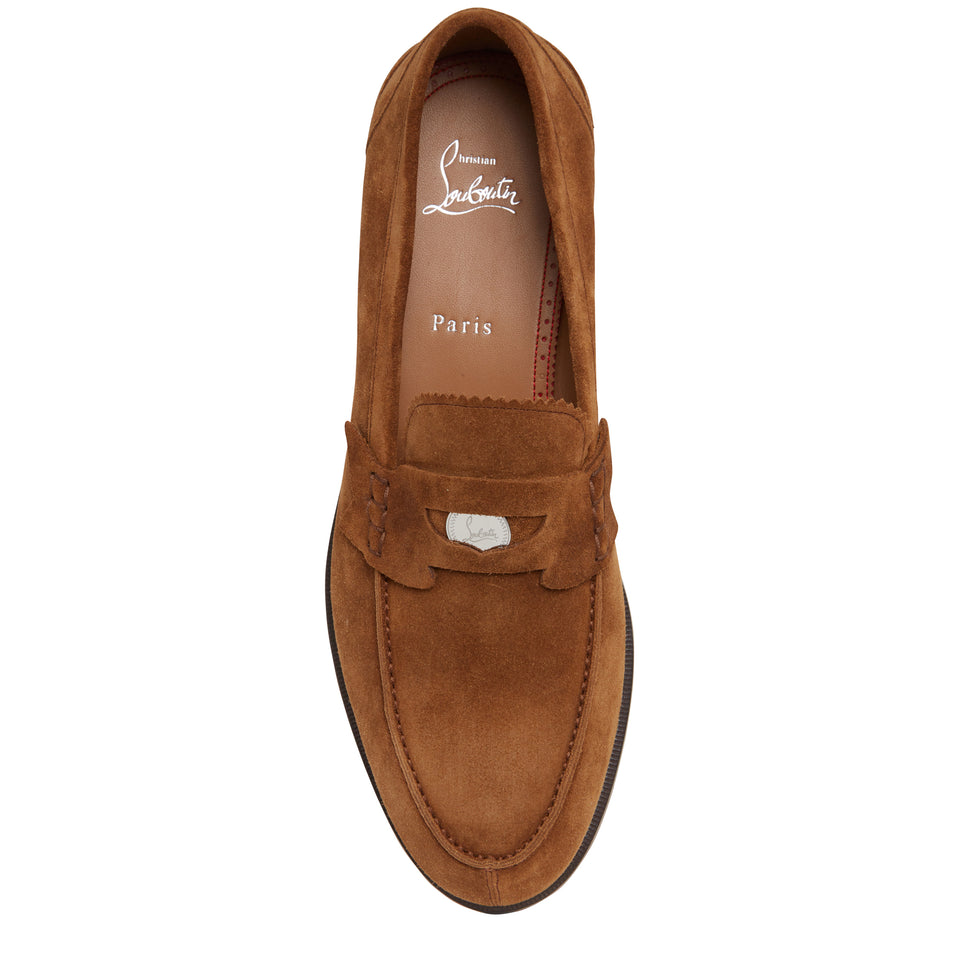 Brown suede ''Penny'' loafers