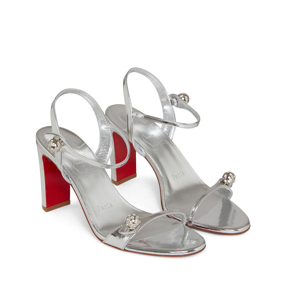 "Atmospheria 85" sandal in silver patent leather