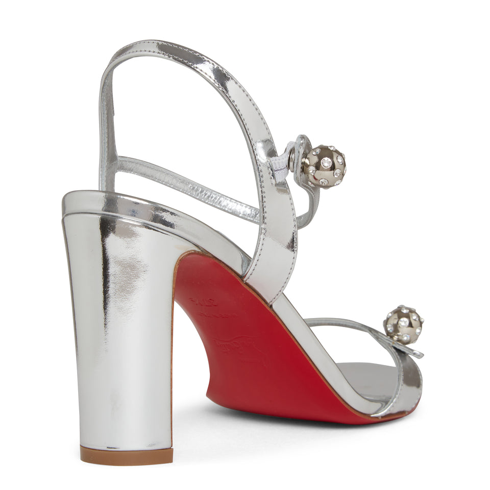 "Atmospheria 85" sandal in silver patent leather