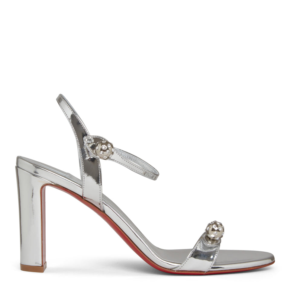 "Atmospheria 85" sandal in silver patent leather