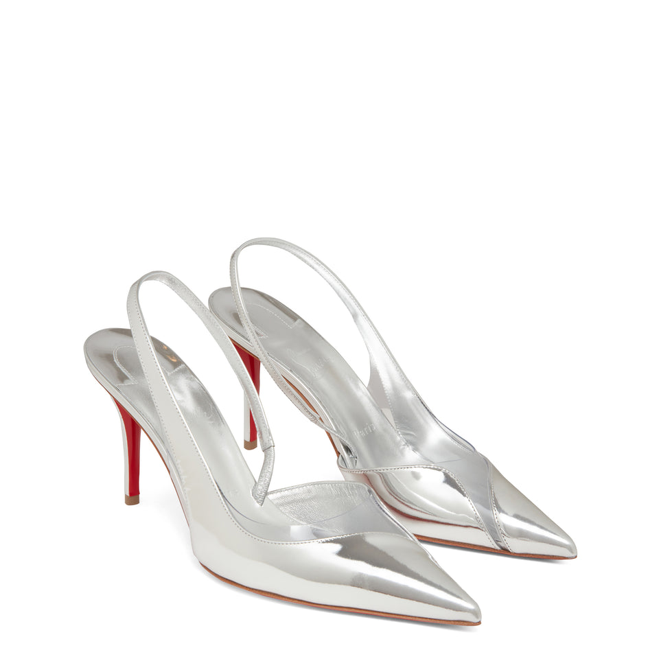 Slingback "Posticha 80" in silver patent leather