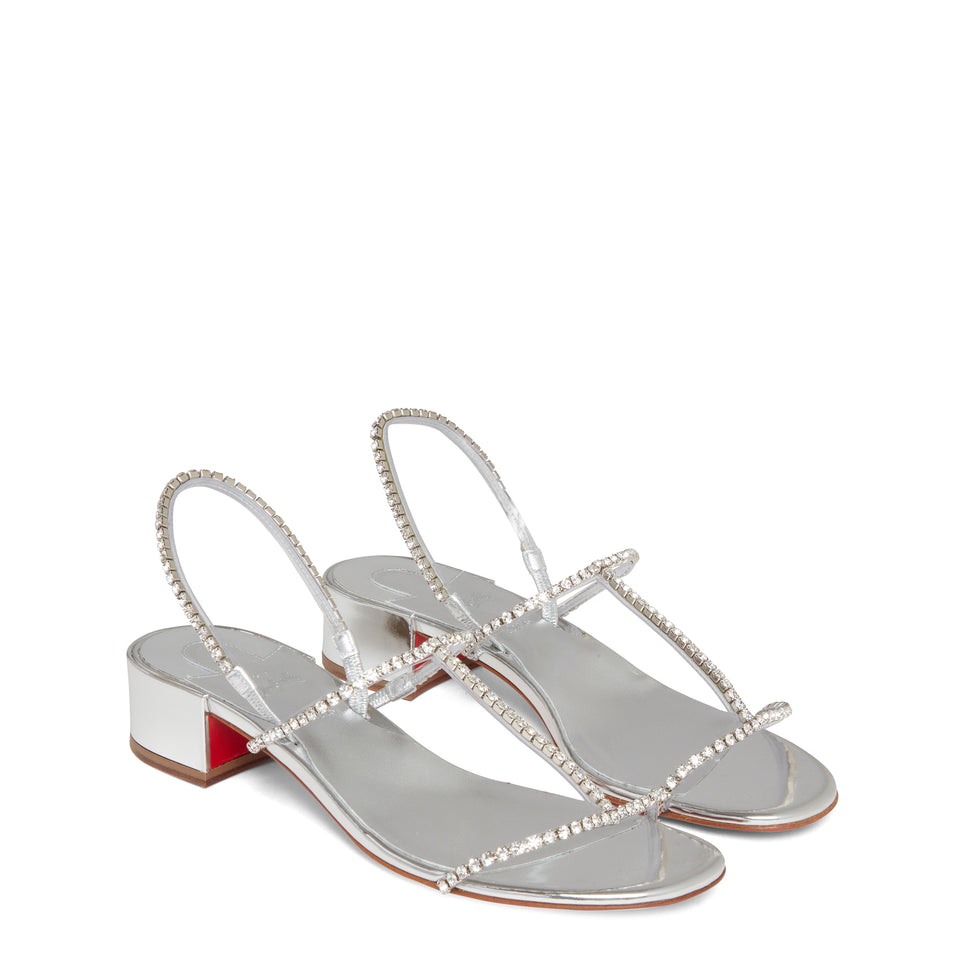 Sandalo slingback "Simple Queenie" in vernice argento