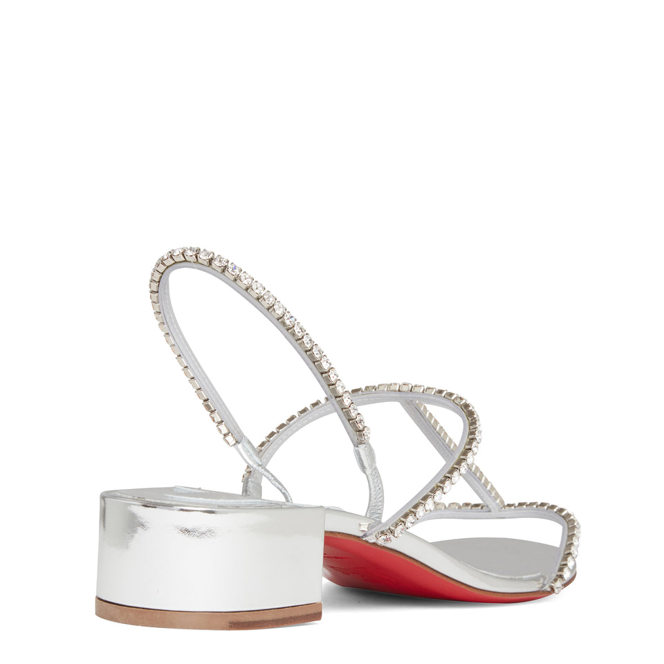 Sandalo slingback "Simple Queenie" in vernice argento