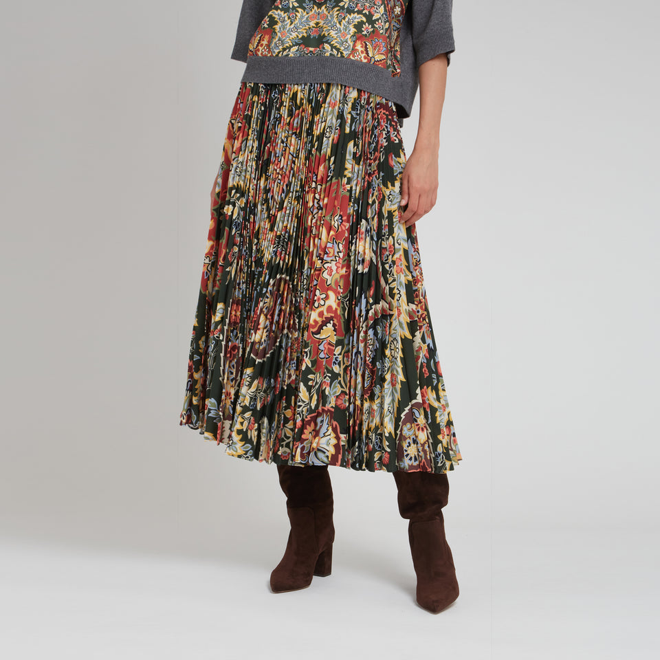 Long skirt in multicolor fabric