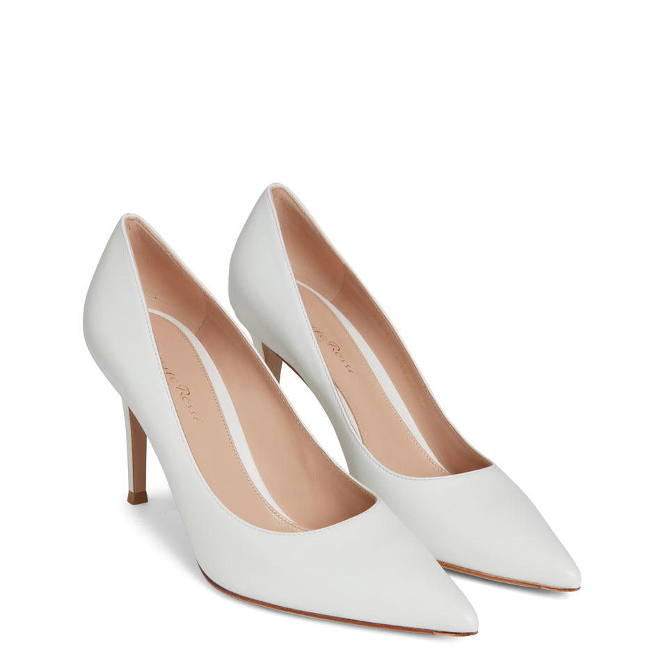 "Gianvito 85" white leather pumps