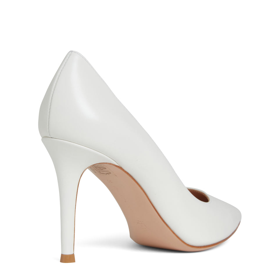 "Gianvito 85" white leather pumps