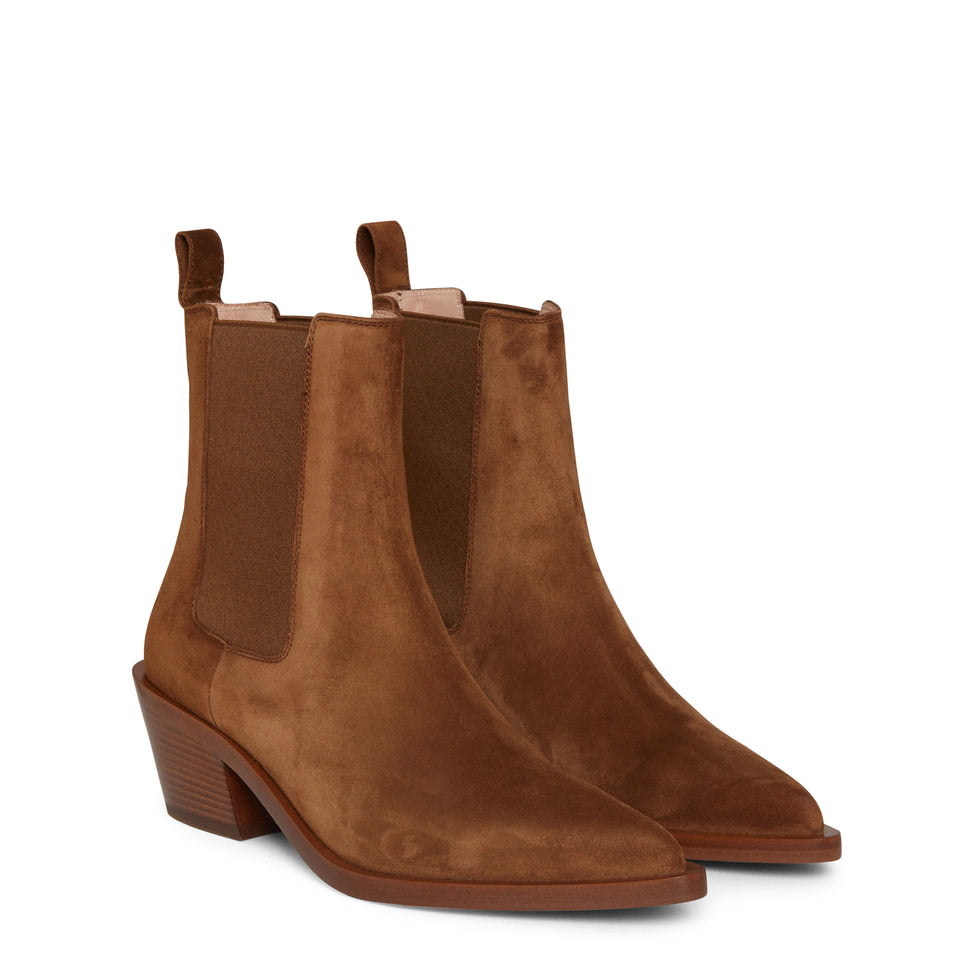 "Wylie" ankle boot in brown suede