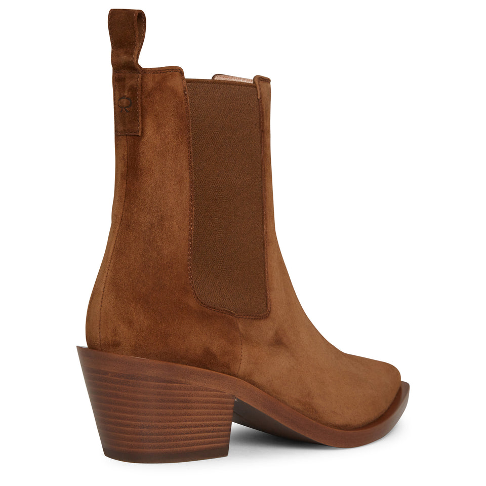 "Wylie" ankle boot in brown suede