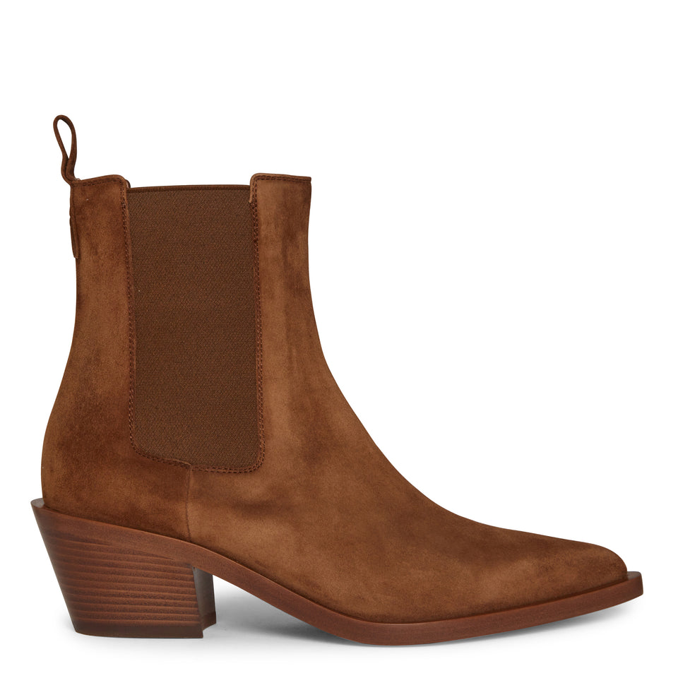 "Wylie" ankle boot in brown suede