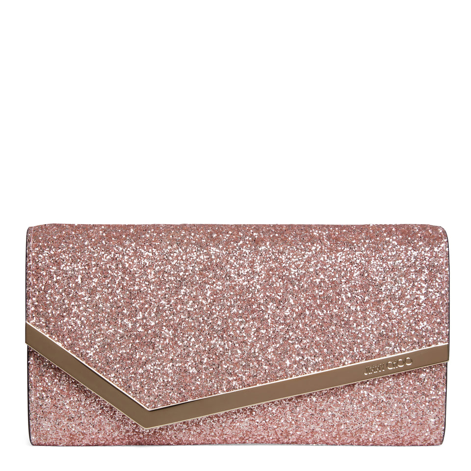 "Emmie" clutch bag in pink glitter