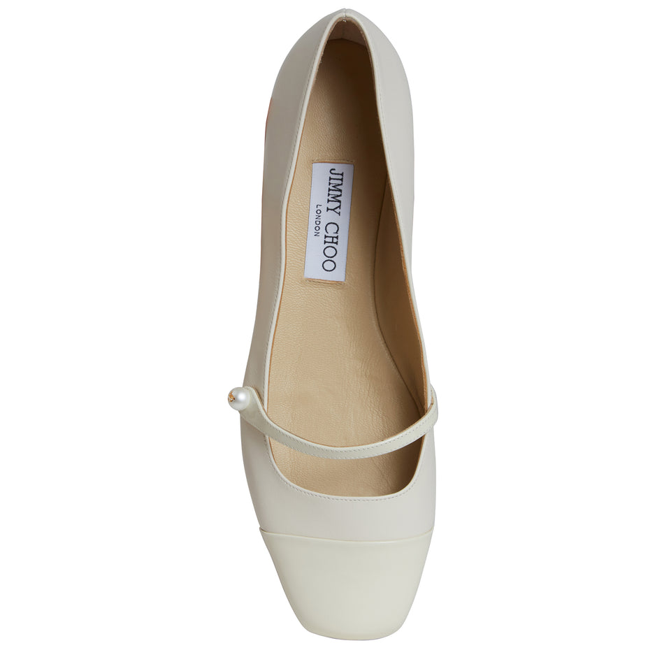 "Elisa flat" ballerina in white leather