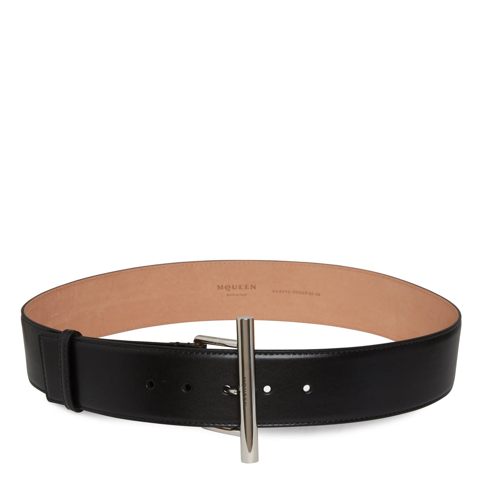 Black leather belt