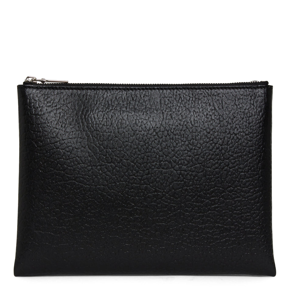 Pochette in pelle martellata nera