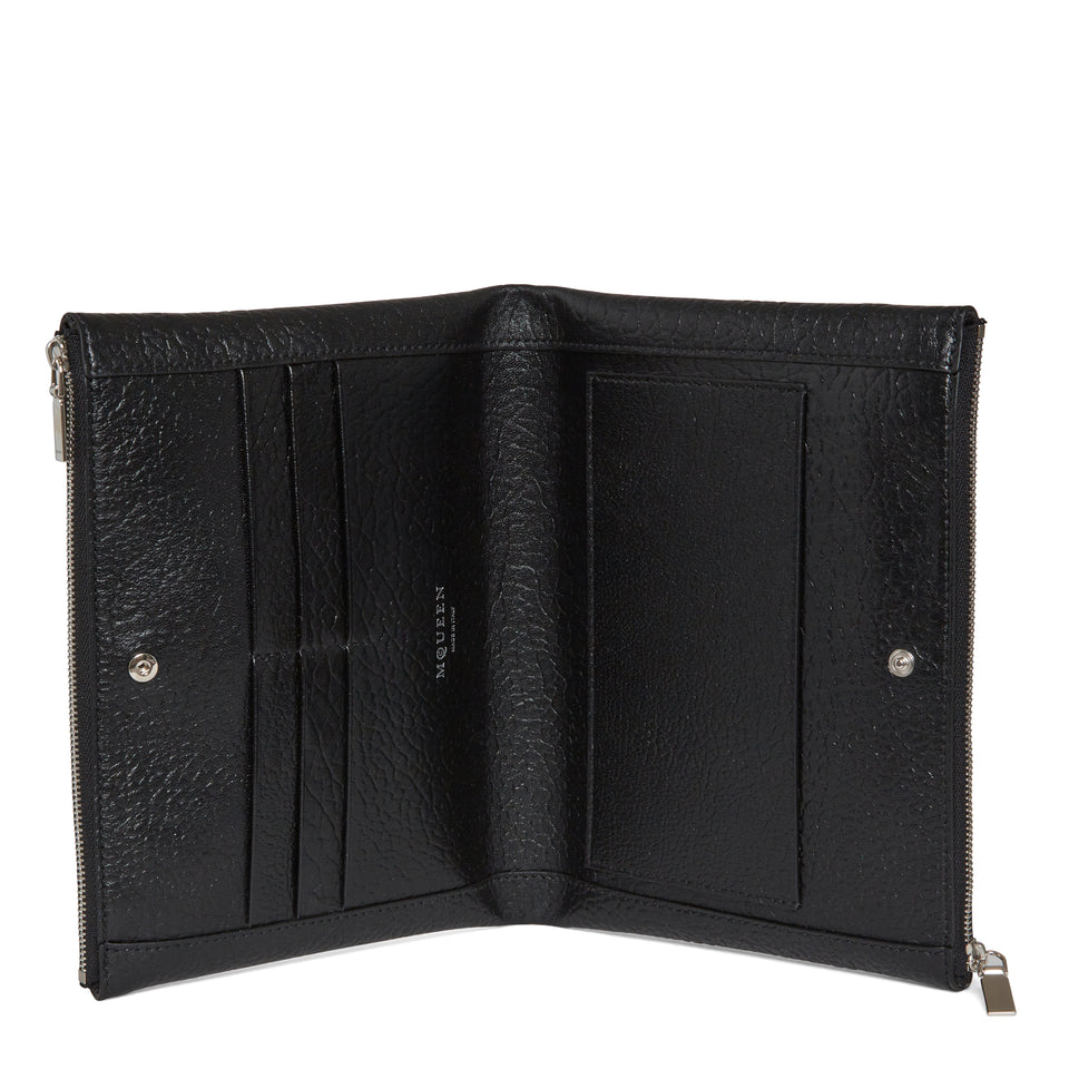 Black hammered leather clutch