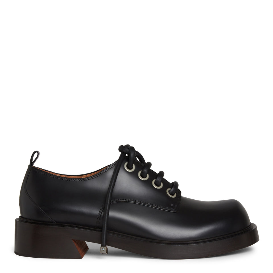 Black leather derby