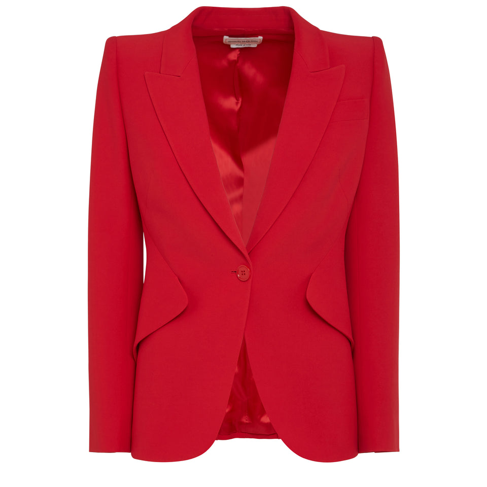 Blazer mono petto in tessuto rossa