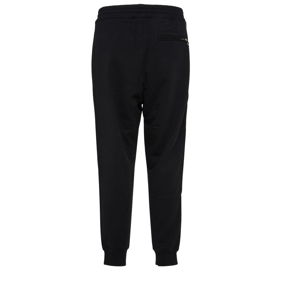 Black cotton jogger trousers