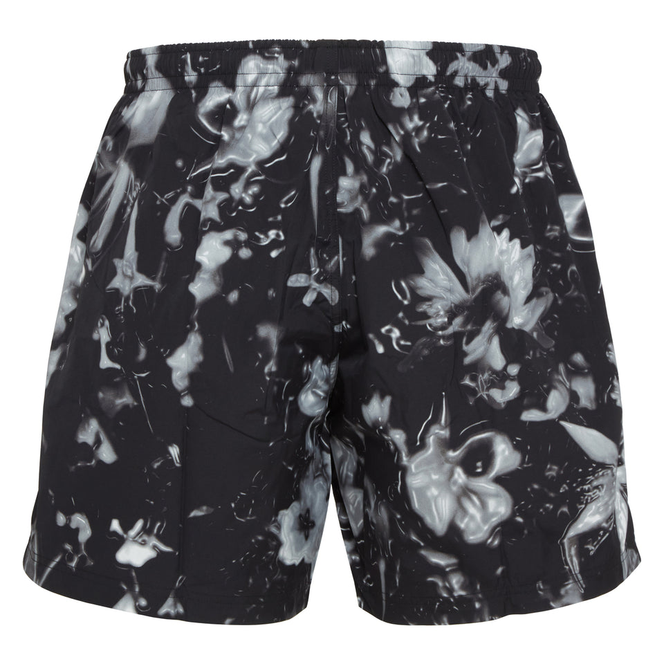 Black fabric swim shorts