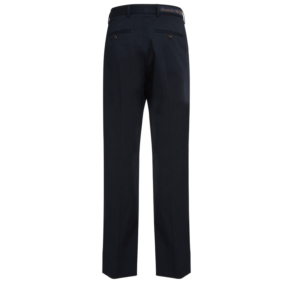 Tailored trousers in blue cotton