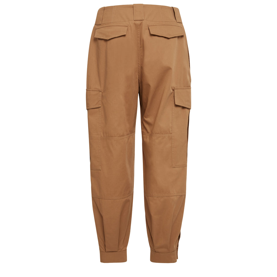 Cargo trousers in beige fabric