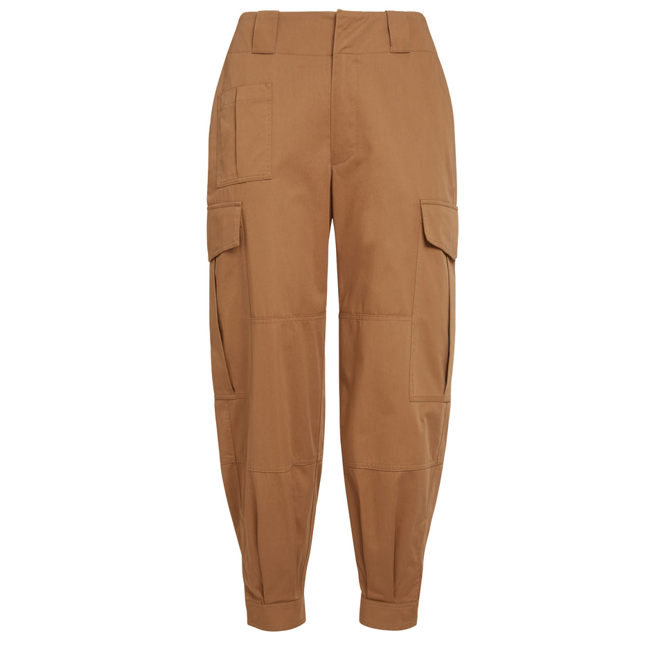 Cargo trousers in beige fabric